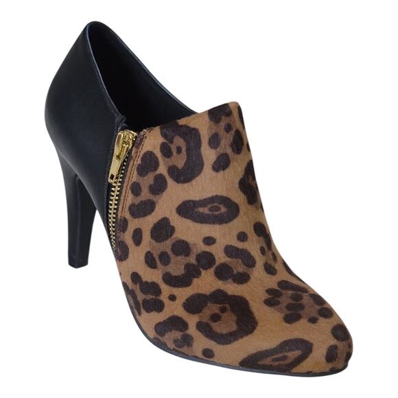 Dexflex Comfort Women's Leopard Heeled Side Zip Ankle Vegan Booties Size 7 - Picture 2 of 11